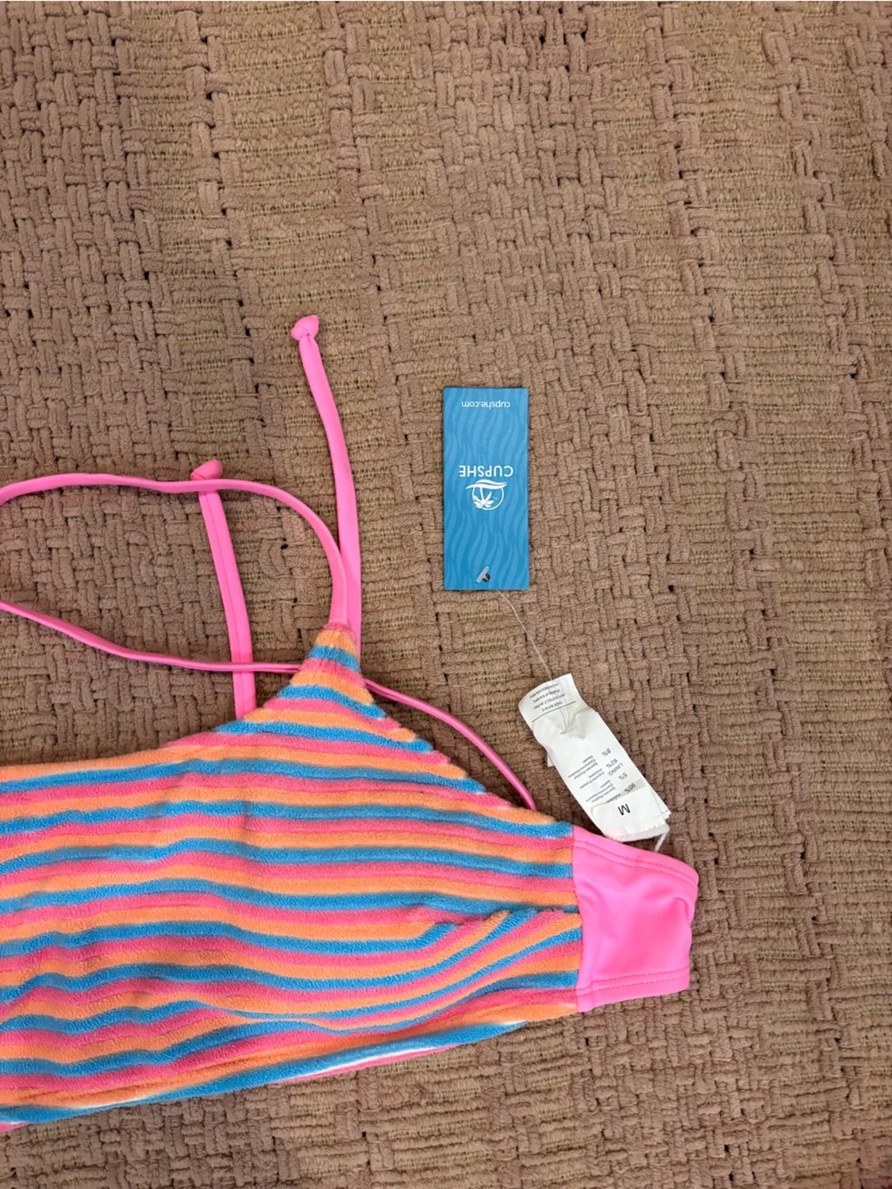Women’s Cupshe Pink Striped Two-Piece Swim Set Size M